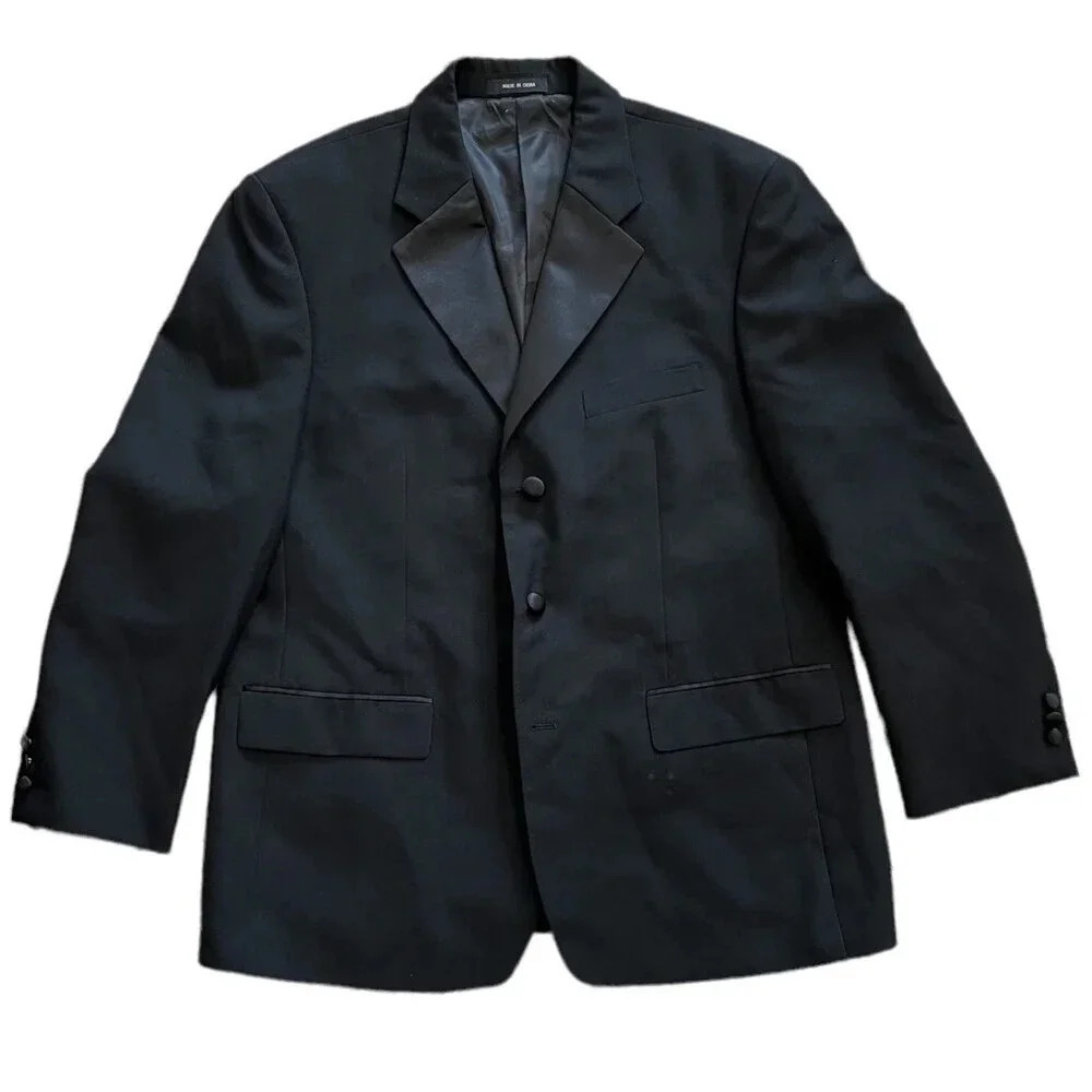 Soprano Black Satin Collar Suit Jacket 42S